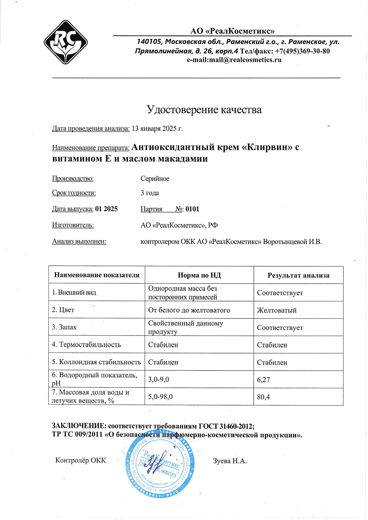 Паспорт №0120250101